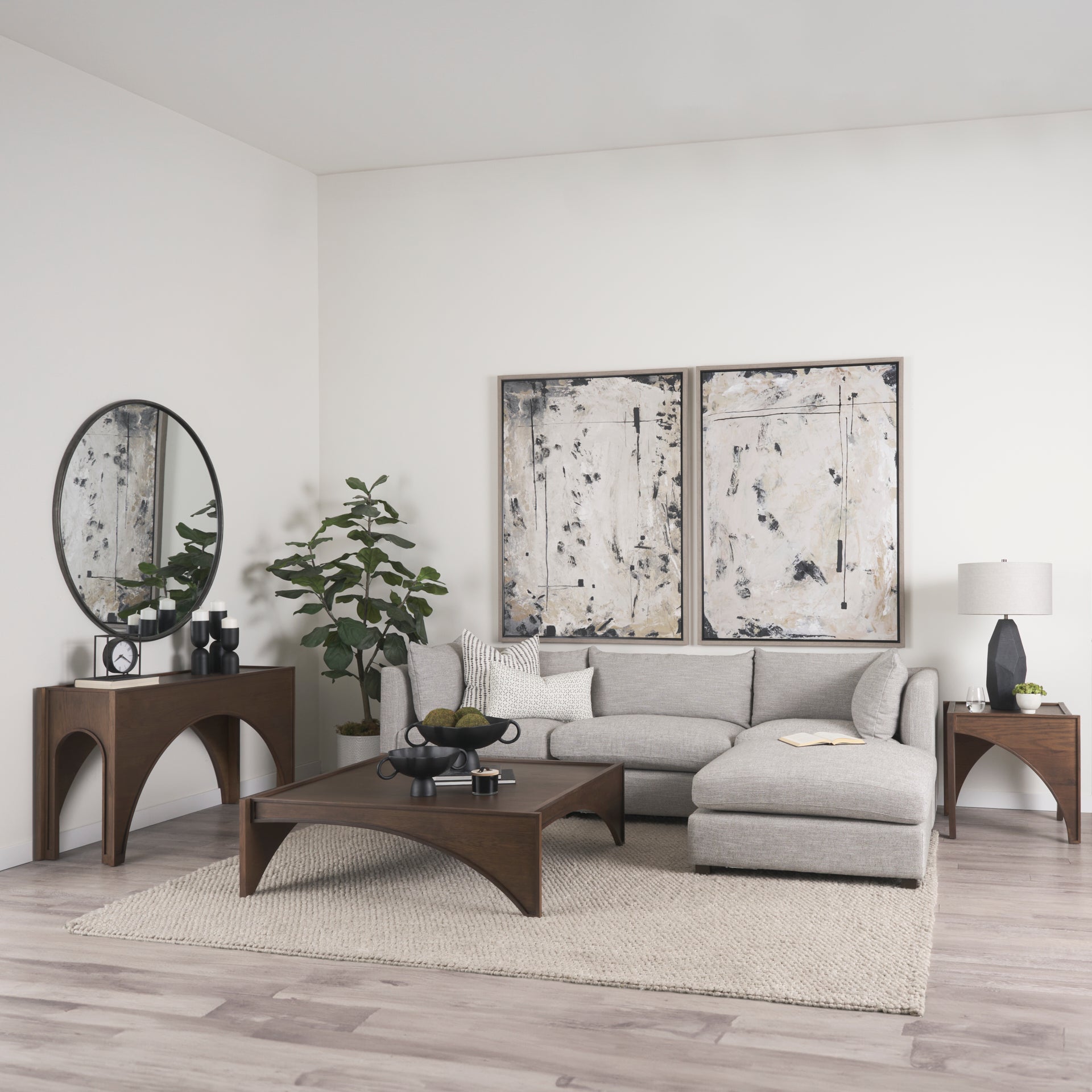 Arcus Side Table - Walnut / Oak Wood / L: 60.96 x B: 60.96 x H: 60.96 cms - Indoor Furniture