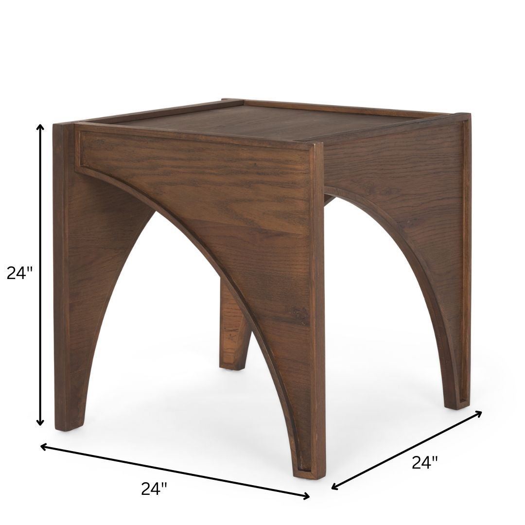 Arcus Side Table - Walnut / Oak Wood / L: 60.96 x B: 60.96 x H: 60.96 cms - Indoor Furniture