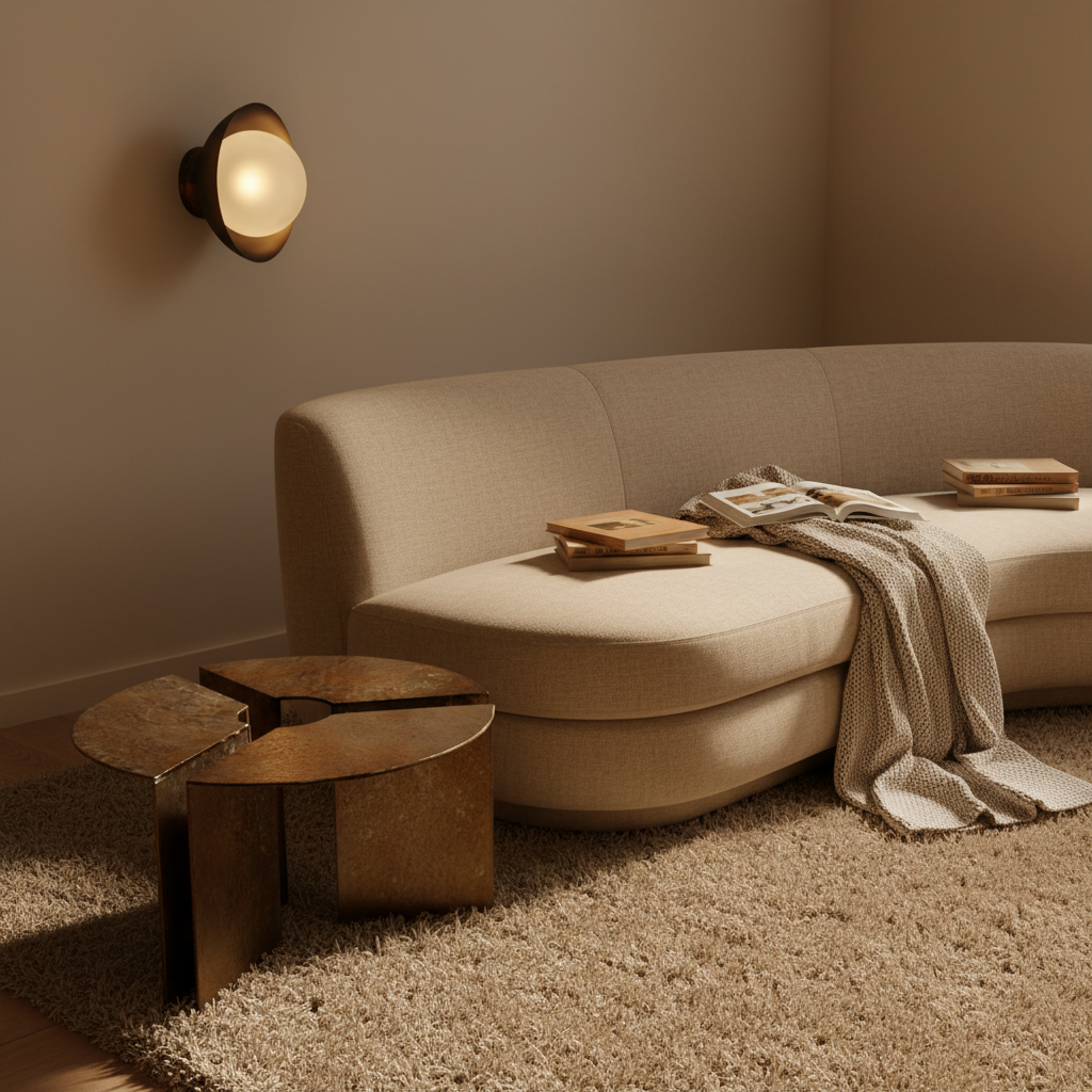 Arcwell Coffee Table - Dia 36’’ x H 17’’ / Cast Aluminium, Bronze Finish - Coffee Table