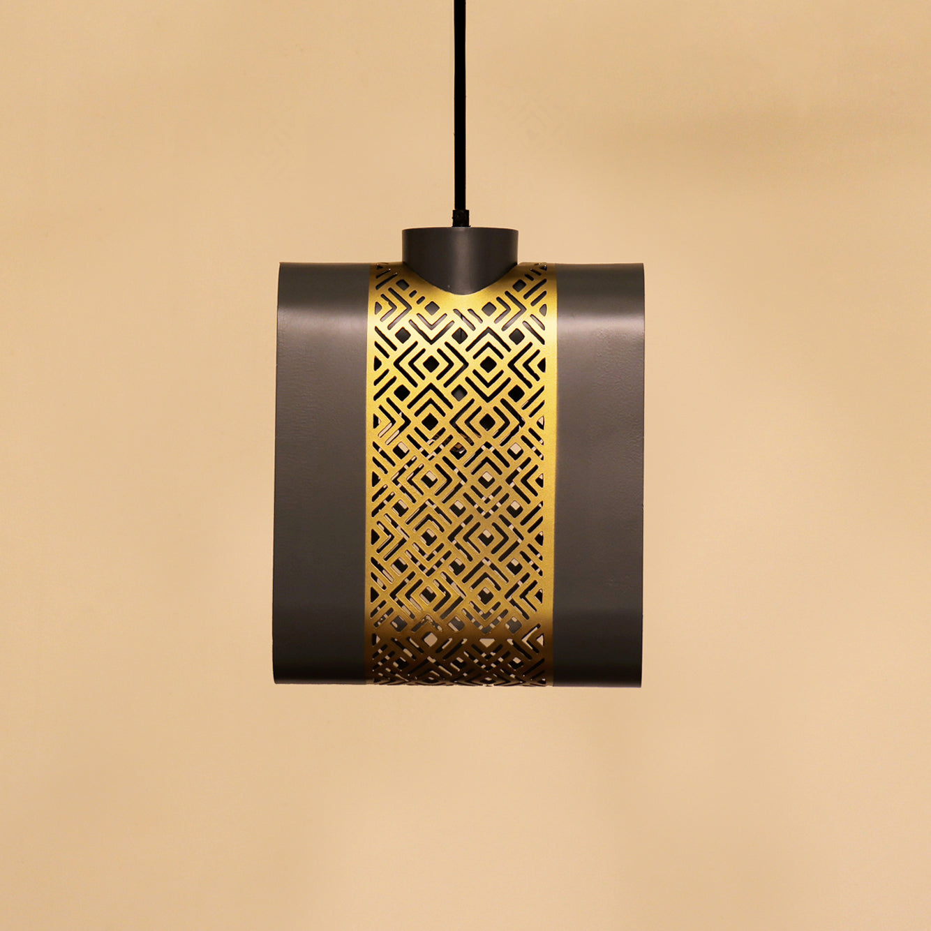 Arin Mesh Wide Hanging Lamp - Mild Steel / Brass - Lighting