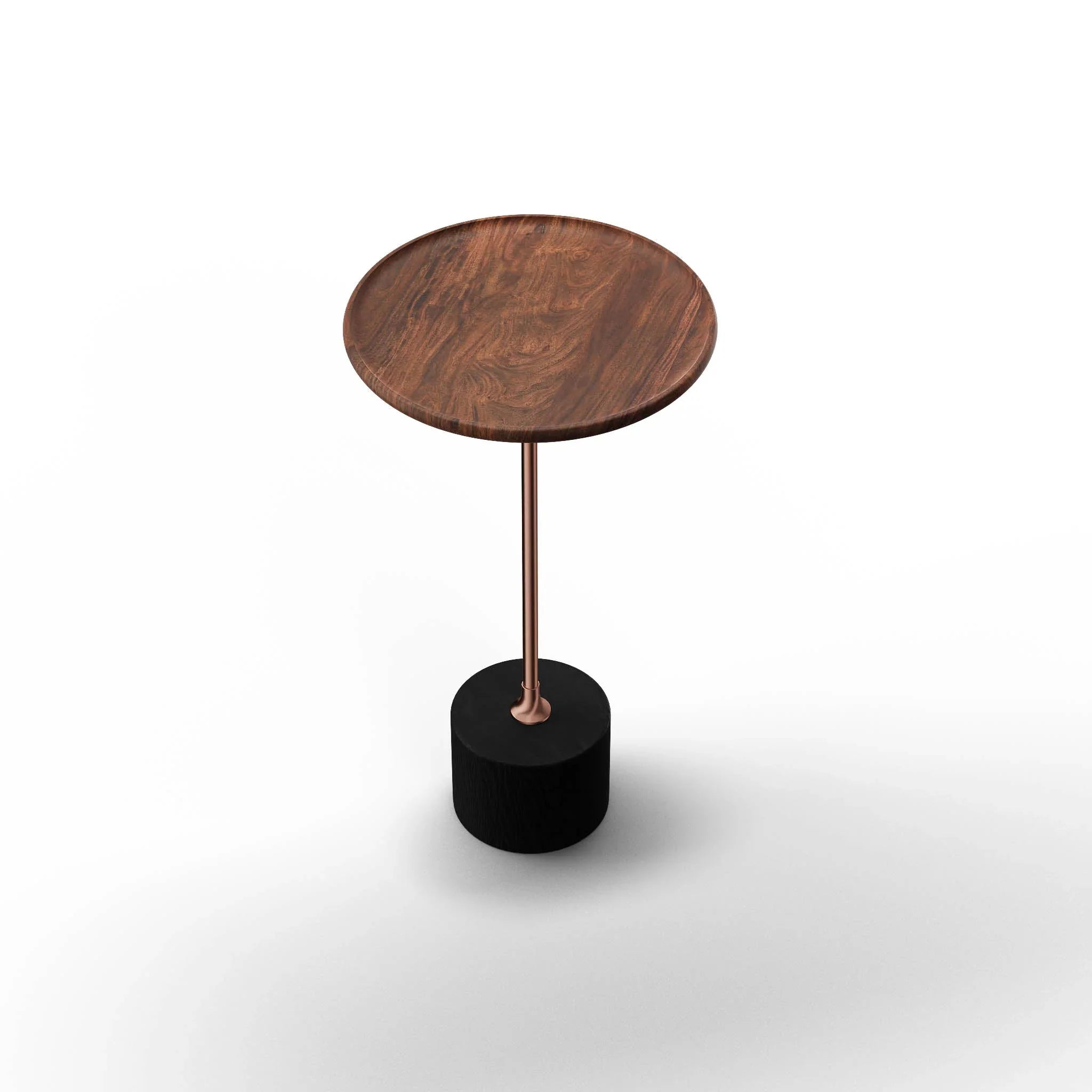 Arlo Side Table - L:11.5’’ x B:11.5’’ x H:21.5’’ In Inches / Jacobean Sheesham Top; Gold PVD Stainless Steel 304 Matt