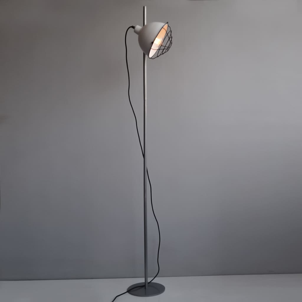 Ash Grey Modern Floor Lamp With Detachable Retro Grill