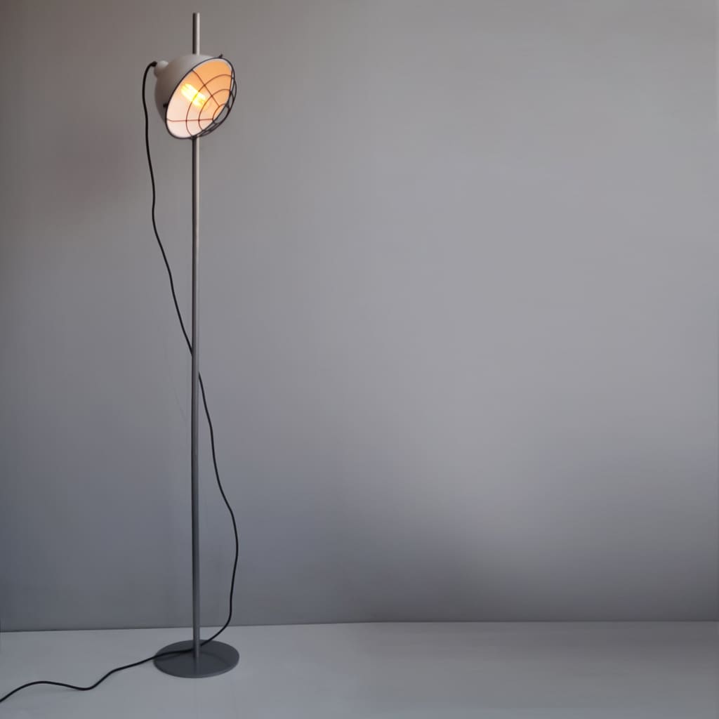Ash Grey Modern Floor Lamp With Detachable Retro Grill