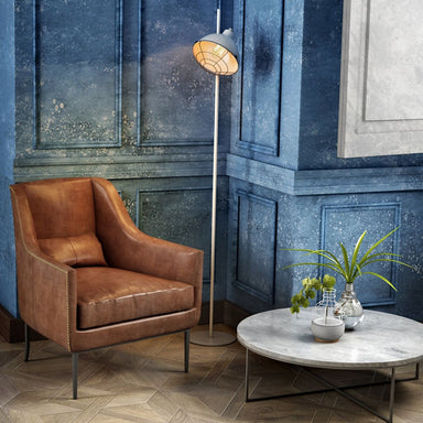 Ash Grey Modern Floor Lamp With Detachable Retro Grill