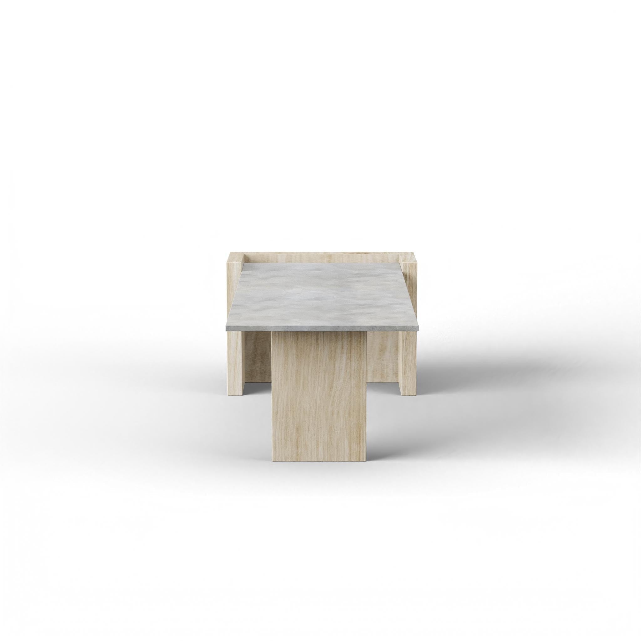 Ashcroft Coffee Table - L:42’’ x B:21’’ x H:15’’ In Inches / Cement Grey Pigmented GFRC Top; Natural White Ash Legs