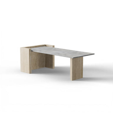 Ashcroft Coffee Table - L:42’’ x B:21’’ x H:15’’ In Inches / Cement Grey Pigmented GFRC Top; Natural White Ash Legs