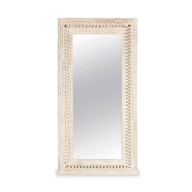 Ashley Distressed Carved Mirror Frame - Distress Wood / Mango Wood / L:90 x D:6 x H:180 in cm - Decor