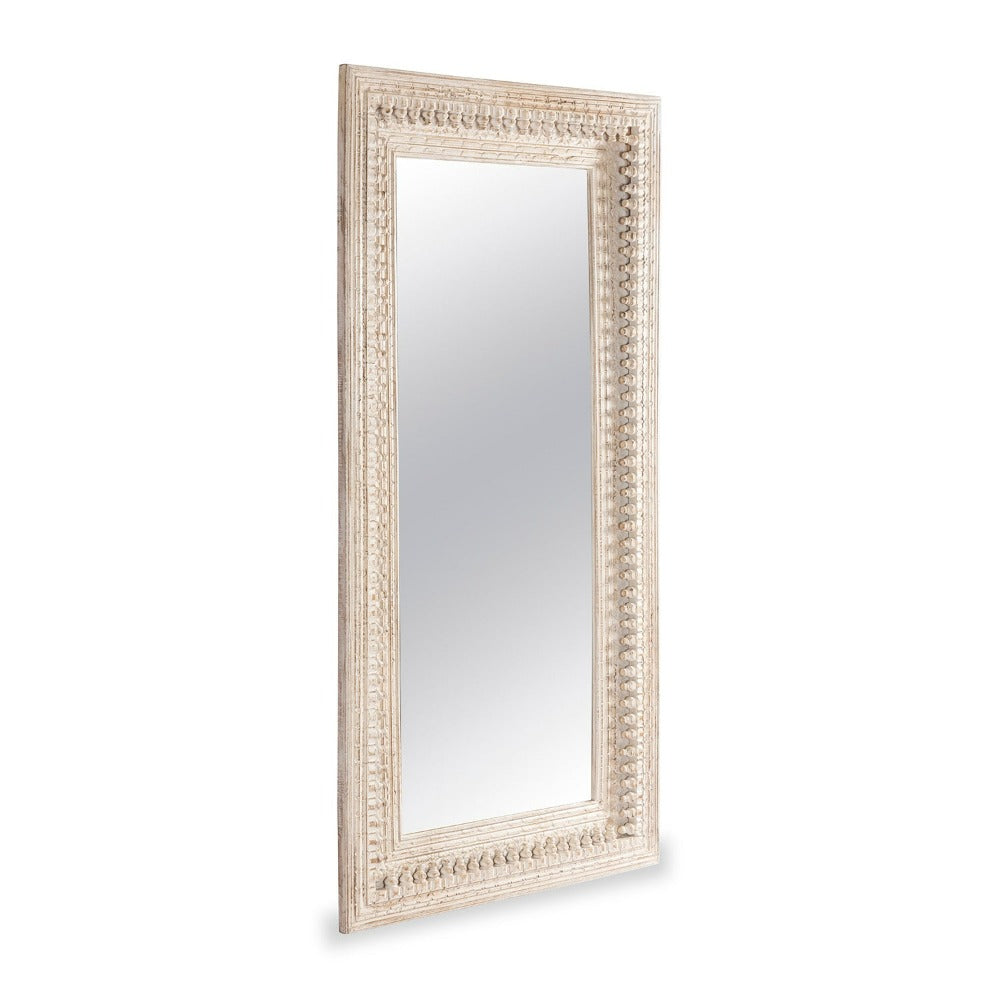 Ashley Distressed Carved Mirror Frame - Distress Wood / Mango Wood / L:90 x D:6 x H:180 in cm - Decor