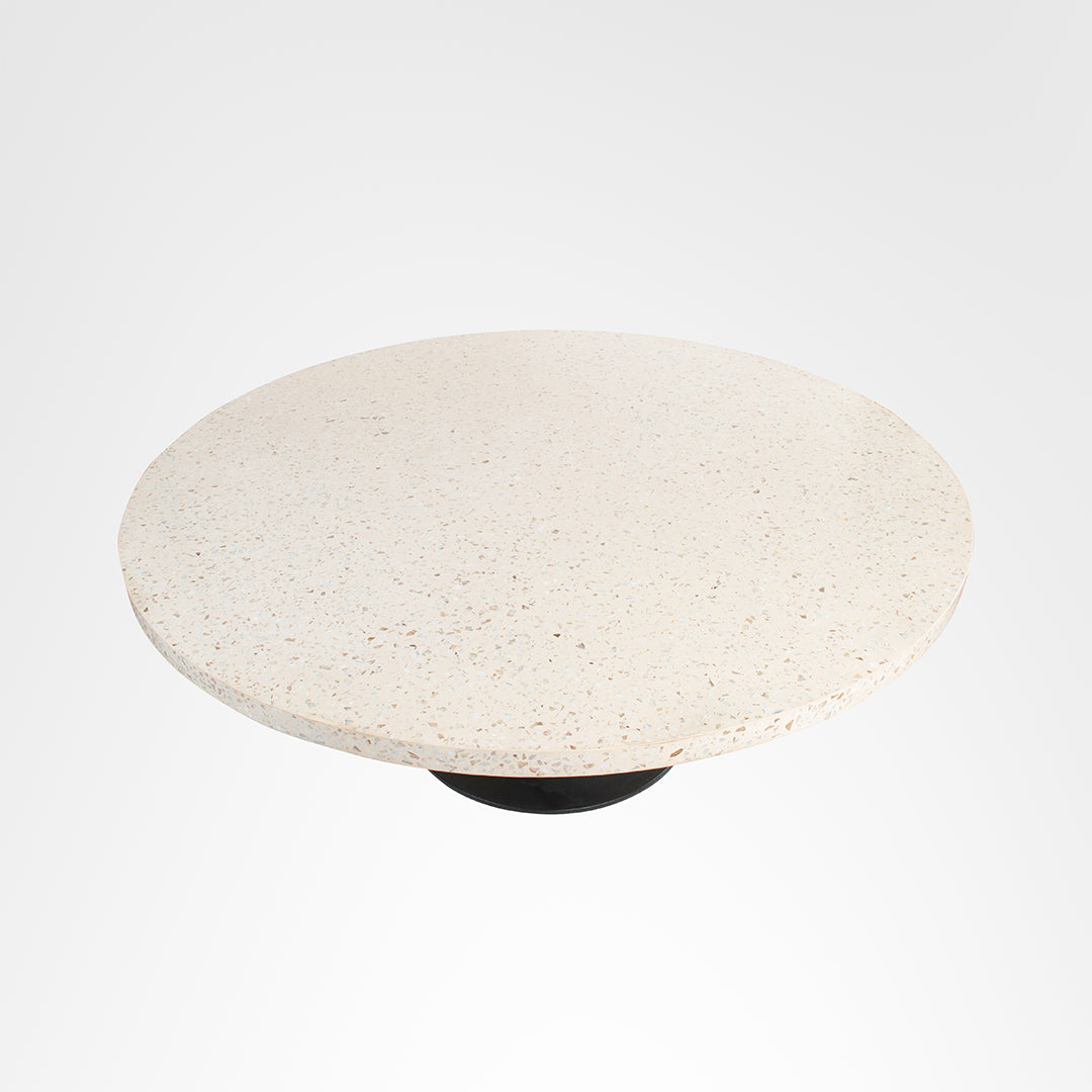 Astra Mother of Pearl Table Table - Dia: 72’’ H: 30’’ / Black / Cast Iron and Granite - Outdoor Furniture