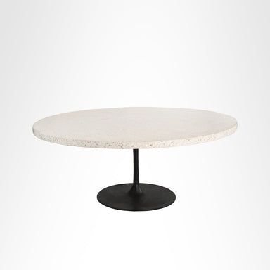 Astra Mother of Pearl Table Table - Dia: 72’’ H: 30’’ / Black / Cast Iron and Granite - Outdoor Furniture