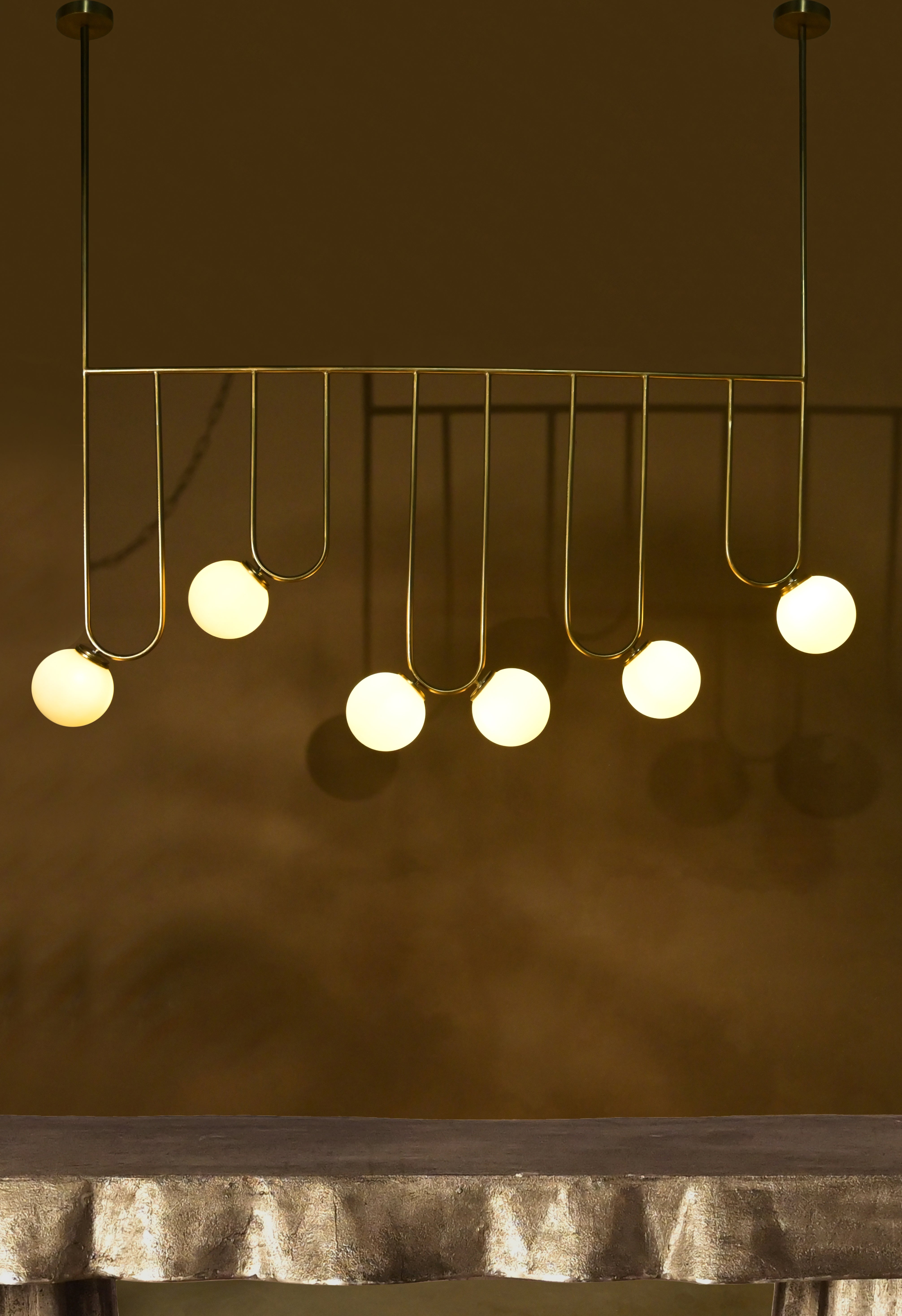 Aure Chandelier - L:55 x W:6 x H:49 In inches / Metal - Lighting