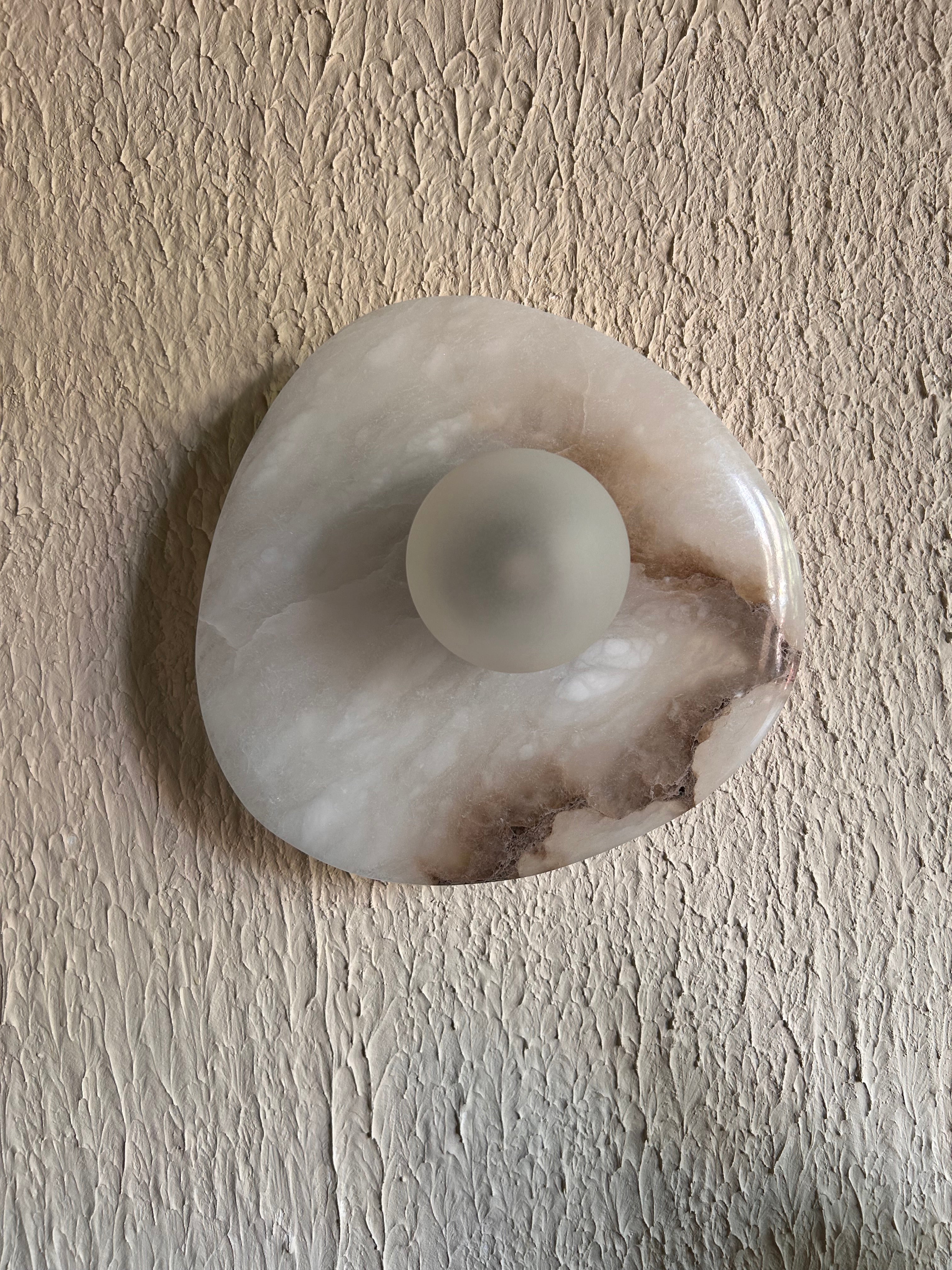 Aureole Wall light - White / 250L x 250B x 130H mm / Alabaster & Stainless Steel - Lighting