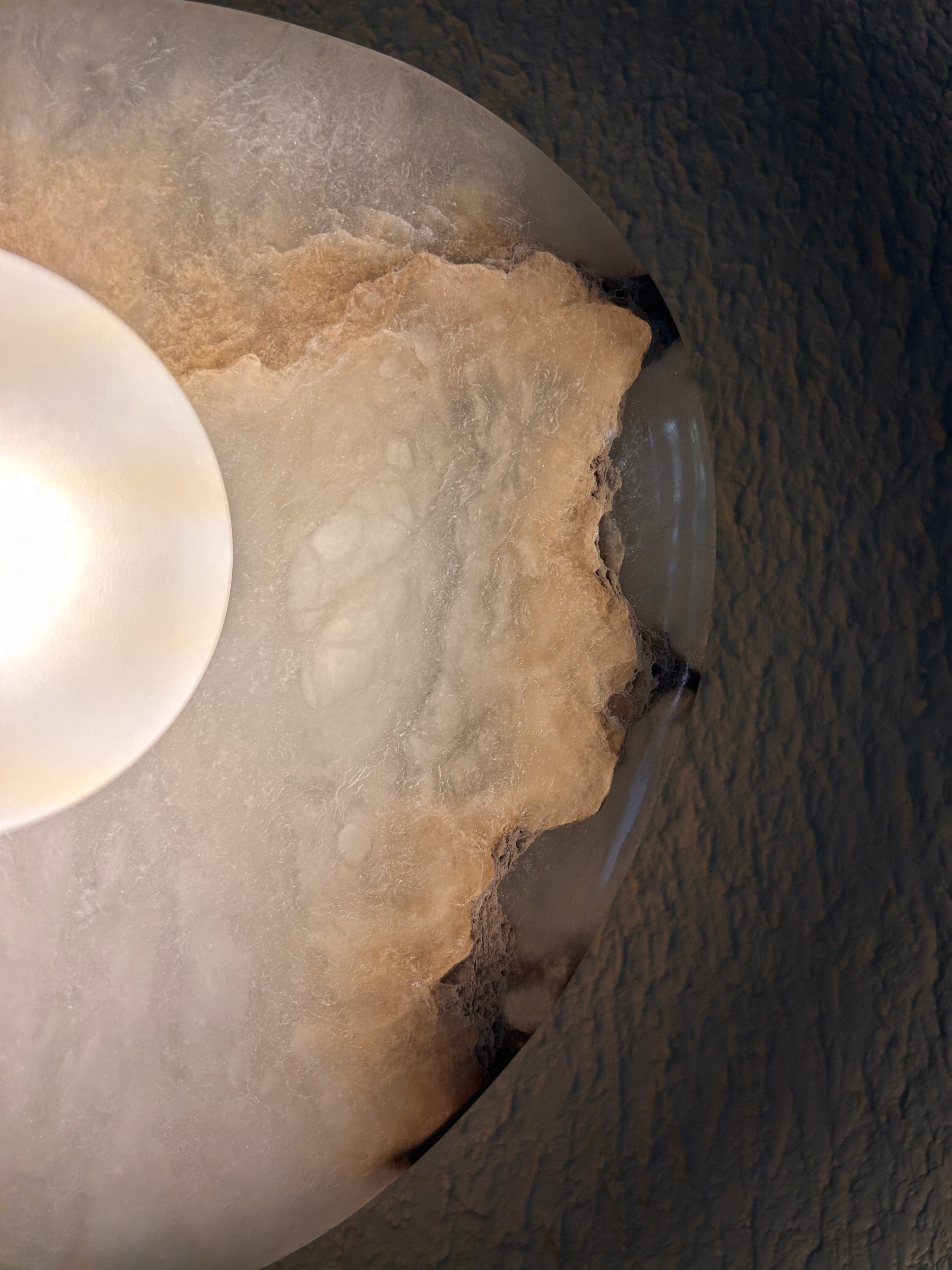 Aureole Wall light - White / 250L x 250B x 130H mm / Alabaster & Stainless Steel - Lighting