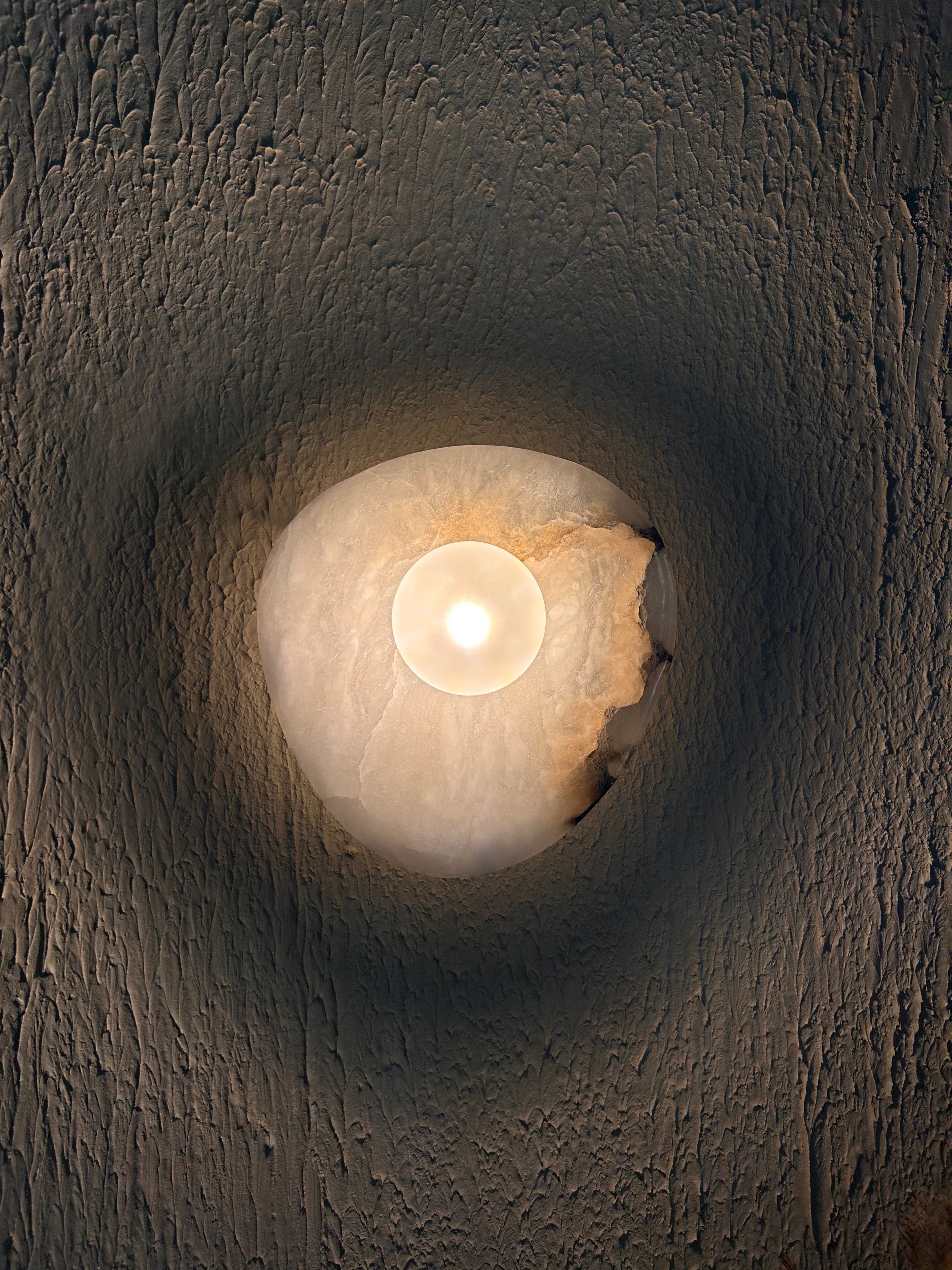 Aureole Wall light - White / 250L x 250B x 130H mm / Alabaster & Stainless Steel - Lighting