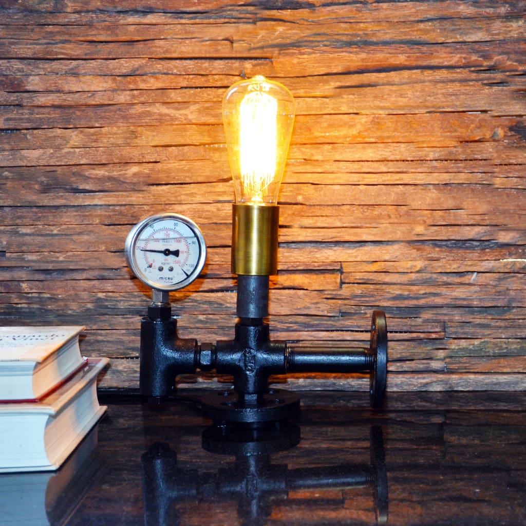 Auric Industrial Pressure Gauge Table Lamp