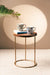 Aurum Side Table - Brown & Gold / L:30 x W:30 x H:42 In Cms / Metal & Wood - Indoor Furniture