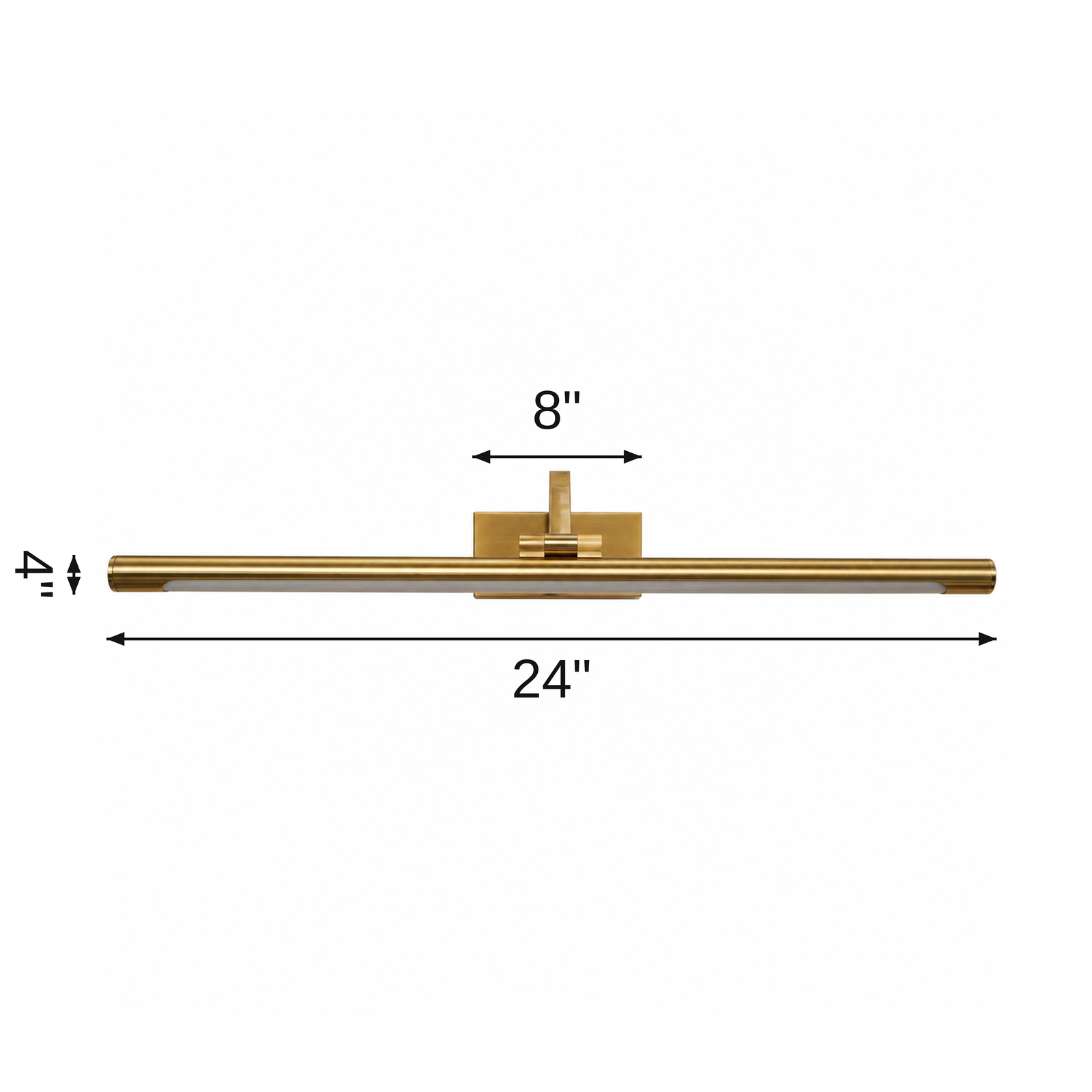 Aurum Brass Picture Light dimensions: L 24 x dia 4 in, backplate 8 in