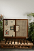 Aviary Cane Double Door Cabinet - Cream / Handle and Legs: Teak wood; Cabinet Frame: Plywood; Handle: Handmade ceramic