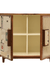Aviary Cane Double Door Cabinet - Cream / Handle and Legs: Teak wood; Cabinet Frame: Plywood; Handle: Handmade ceramic