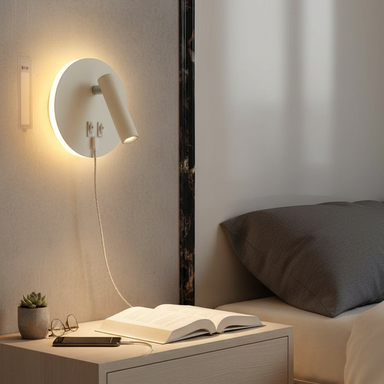 Backlight Adjustable Reading Bedside Light - White / Aluminium - Lighting