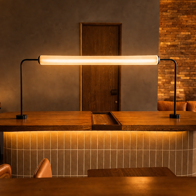 Bar Glow Table Lamp - Frosted / 60 inches, Width - 4 inches, Height: 24 inches / MS, Glass - Lighting