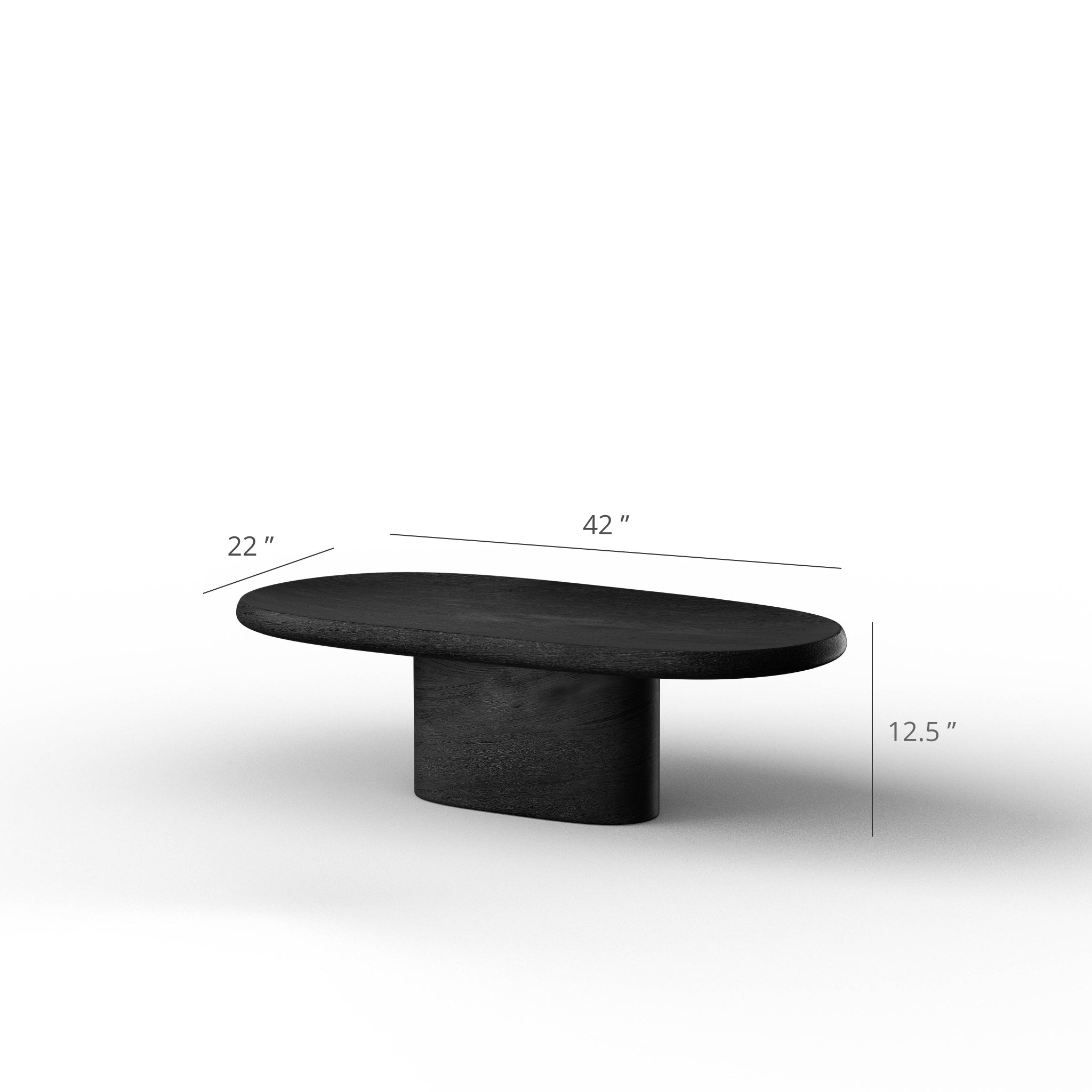 Basalt Coffee table - L:42’’ x B:22’’ x H:12.5’’ In Inches / Black Distressed and Charcoal Sheesham and Top; Black