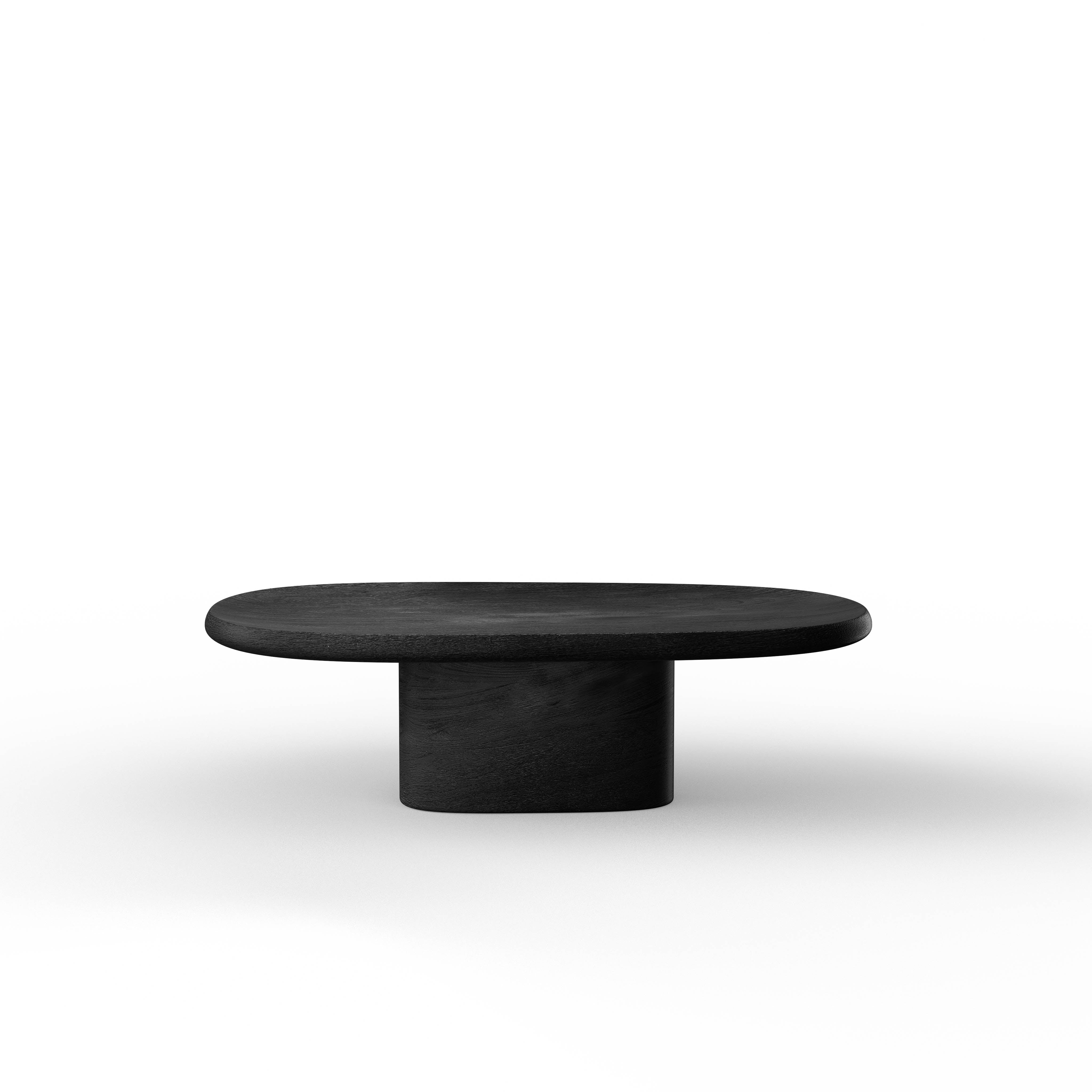 Basalt Coffee table - L:42’’ x B:22’’ x H:12.5’’ In Inches / Black Distressed and Charcoal Sheesham and Top; Black
