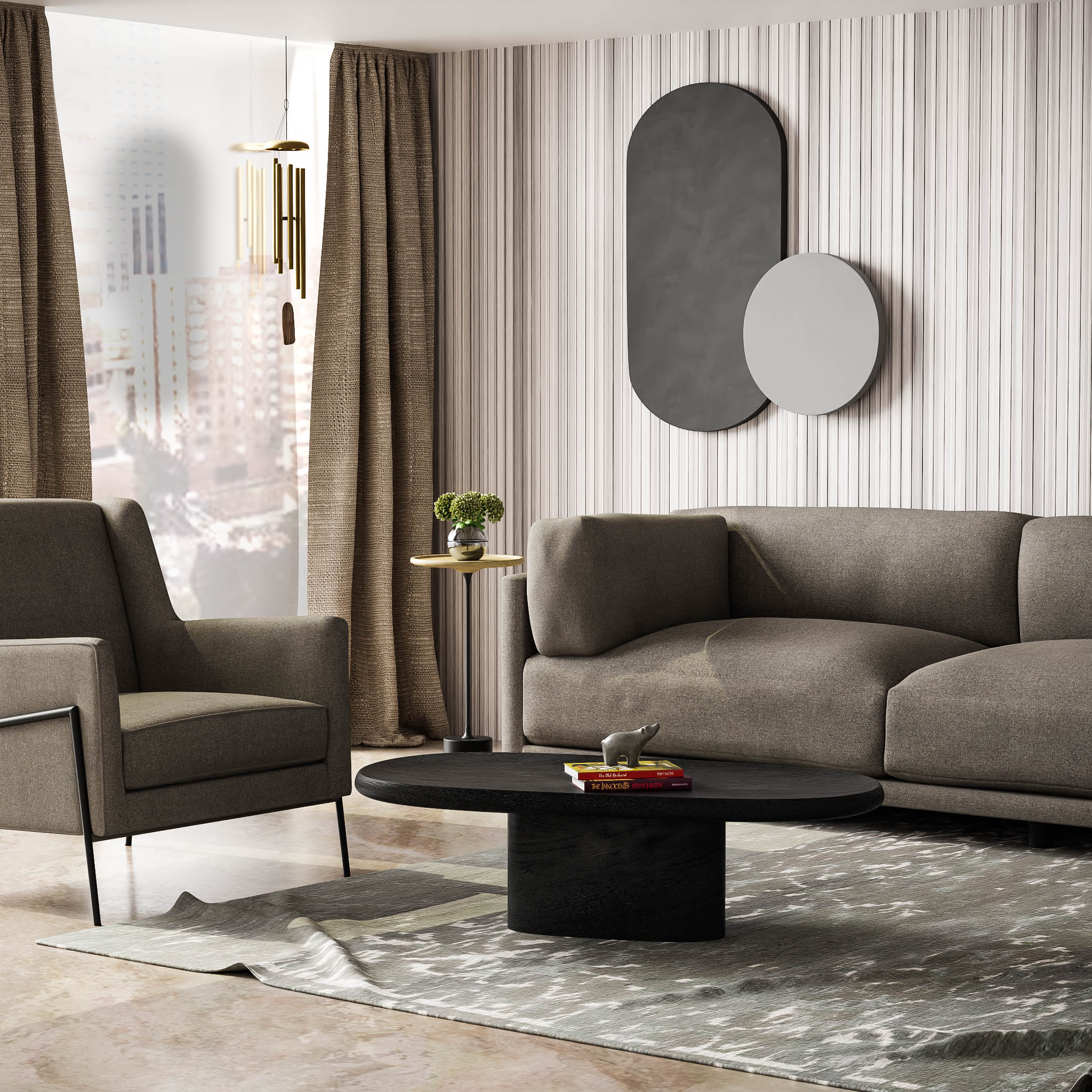 Basalt Coffee table - L:42’’ x B:22’’ x H:12.5’’ In Inches / Black Distressed and Charcoal Sheesham and Top; Black