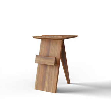 Bella Side Table - L:19’’ x B:16’’ x H:22.5’’ In Inches / Black Distressed and Charcoal White Ash Structure / Natural