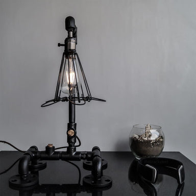 Black Retro Grill Iron Pipe Lamp Industrial Rustic Style Design