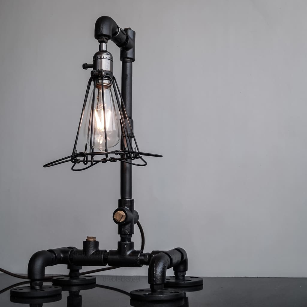 Black Retro Grill Iron Pipe Lamp Industrial Rustic Style Design