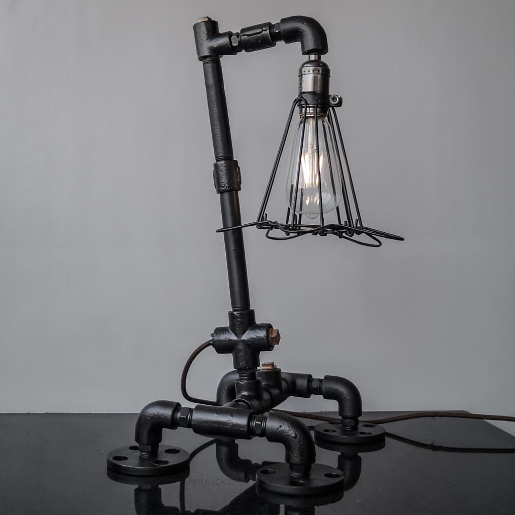 Black Retro Grill Iron Pipe Lamp Industrial Rustic Style Design