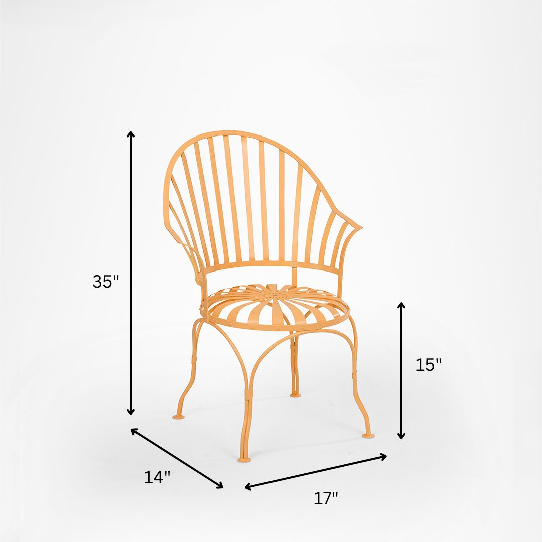Bloom Patio Chair - Seating Height: 15 x Width:17 x Total Height: 35 x Depth: 14 In inches / Yellow / Metal - Outdoor