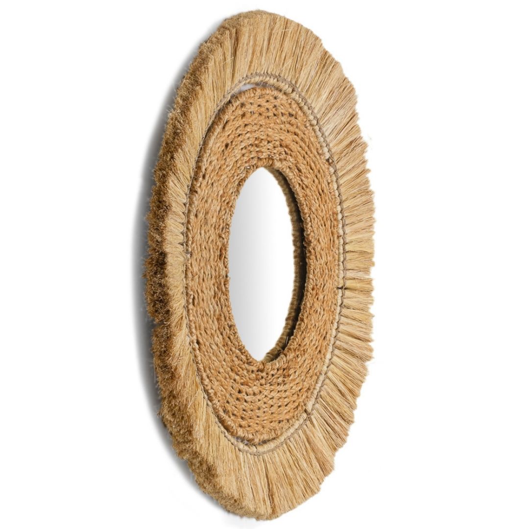 Boheme Jute Moonjh Grass Mirror - Natural / Moonjh grass, jute, mirror and plywood / D: 30’’ W: 1’’ - Decor
