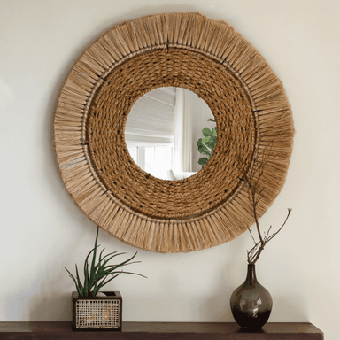 Boheme Jute Moonjh Grass Mirror - Natural / Moonjh grass, jute, mirror and plywood / D: 30’’ W: 1’’ - Decor