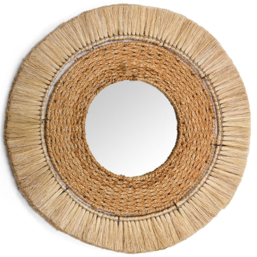 Boheme Jute Moonjh Grass Mirror - Natural / Moonjh grass, jute, mirror and plywood / D: 30’’ W: 1’’ - Decor