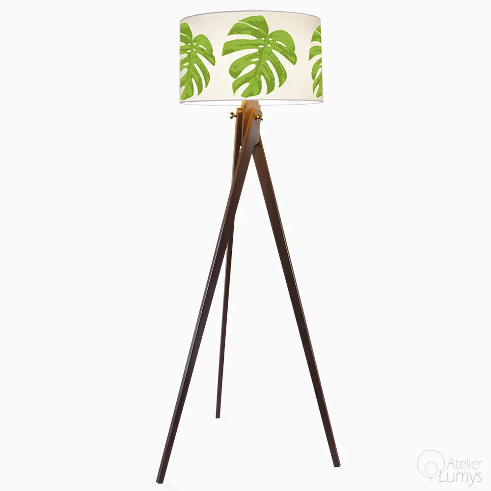 Botanic Leaf Floor Lamp - Dia: 11’’ H: 63’’ / Natural / Wood and Poplin - Lighting
