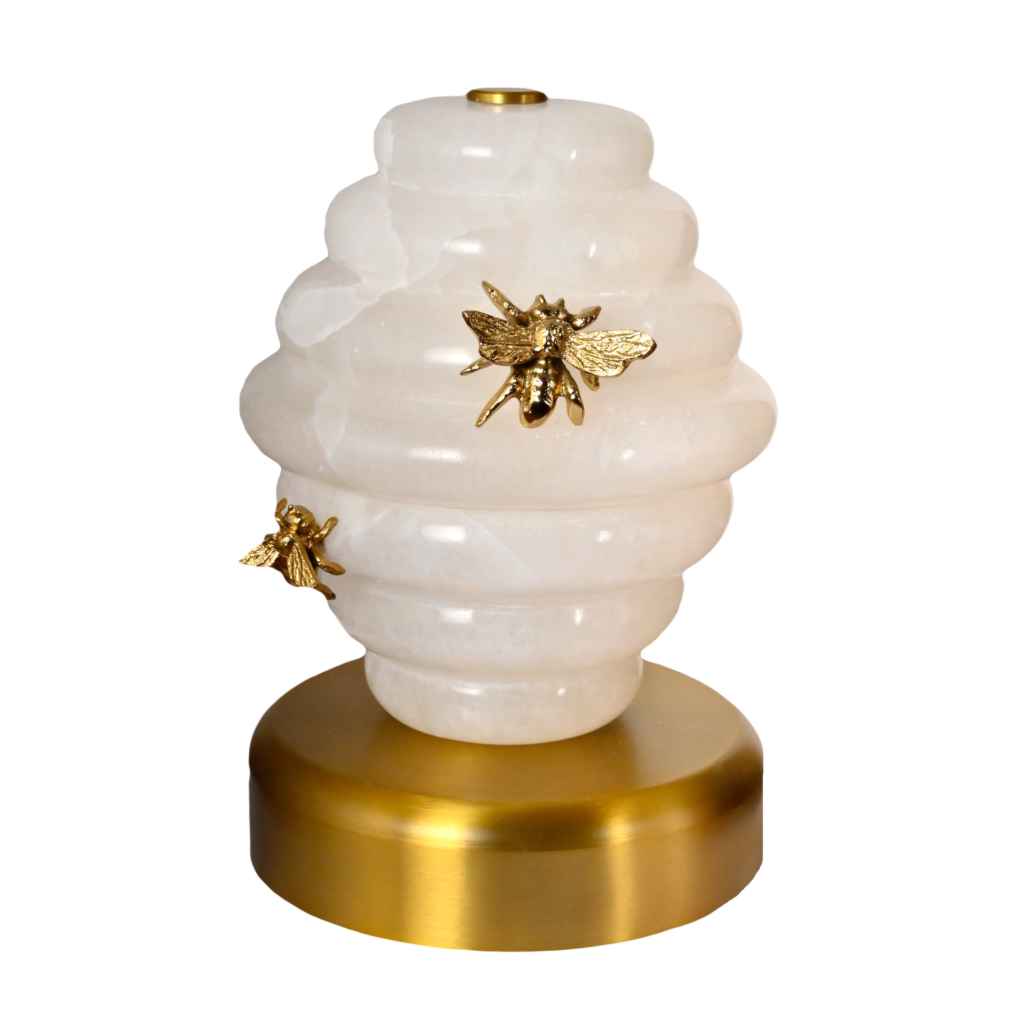 Buzzing Bee Table Lamp - Brass Gold, White / Ss In Matte Gold Finish, Alabaster, Casted Brass / H-166mm, Dia-141mm