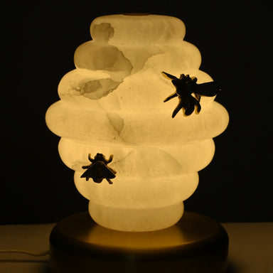 Buzzing Bee Table Lamp - Brass Gold, White / Ss In Matte Gold Finish, Alabaster, Casted Brass / H-166mm, Dia-141mm