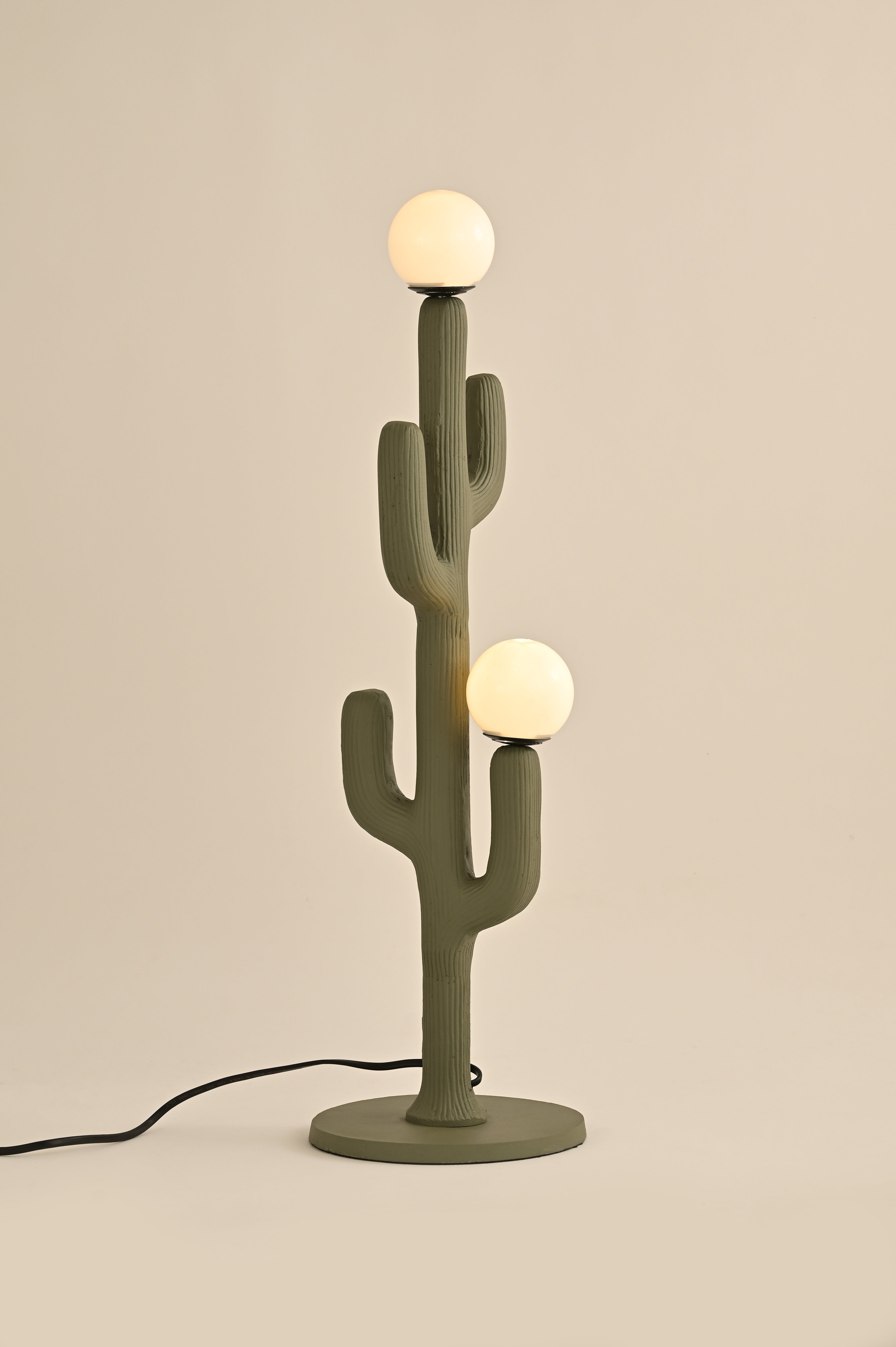 Cactus Table Lamp - Sage Green / Cast Aluminium / 25L X 25W X 65H In Cms - Lighting