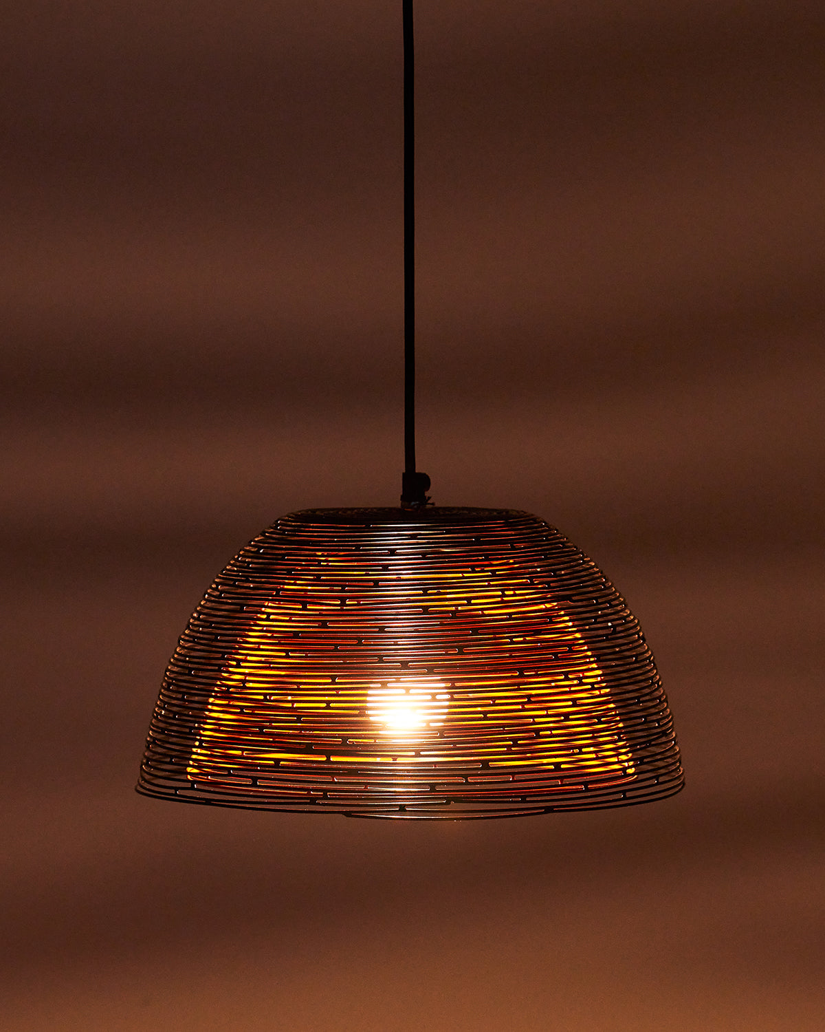 Caged Pendant Light - Black & tangerine / Metal / 30L X 30W X 18H In Cms - Lighting