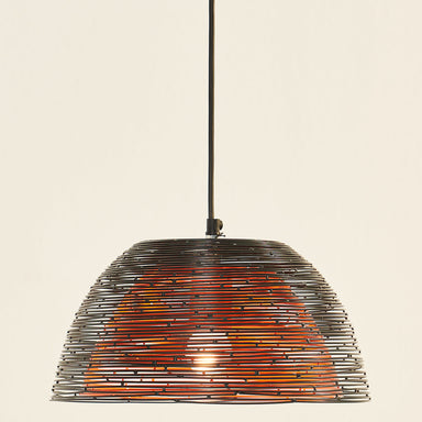 Caged Pendant Light - Black & tangerine / Metal / 30L X 30W X 18H In Cms - Lighting