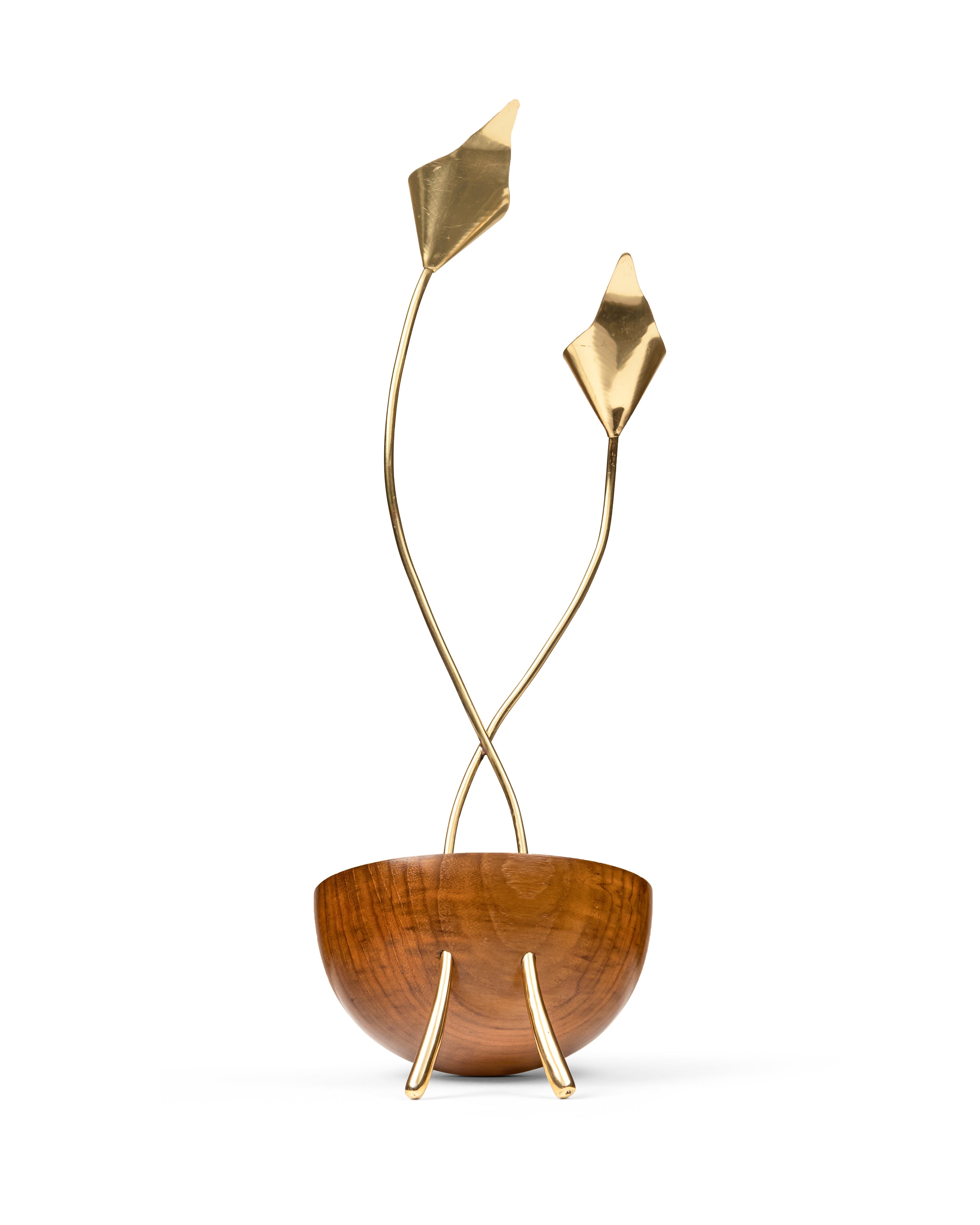 Calla Lily Bowl - Natural / Brass and wood - Decor