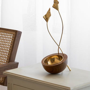 Calla Lily Bowl - Natural / Brass and wood - Decor