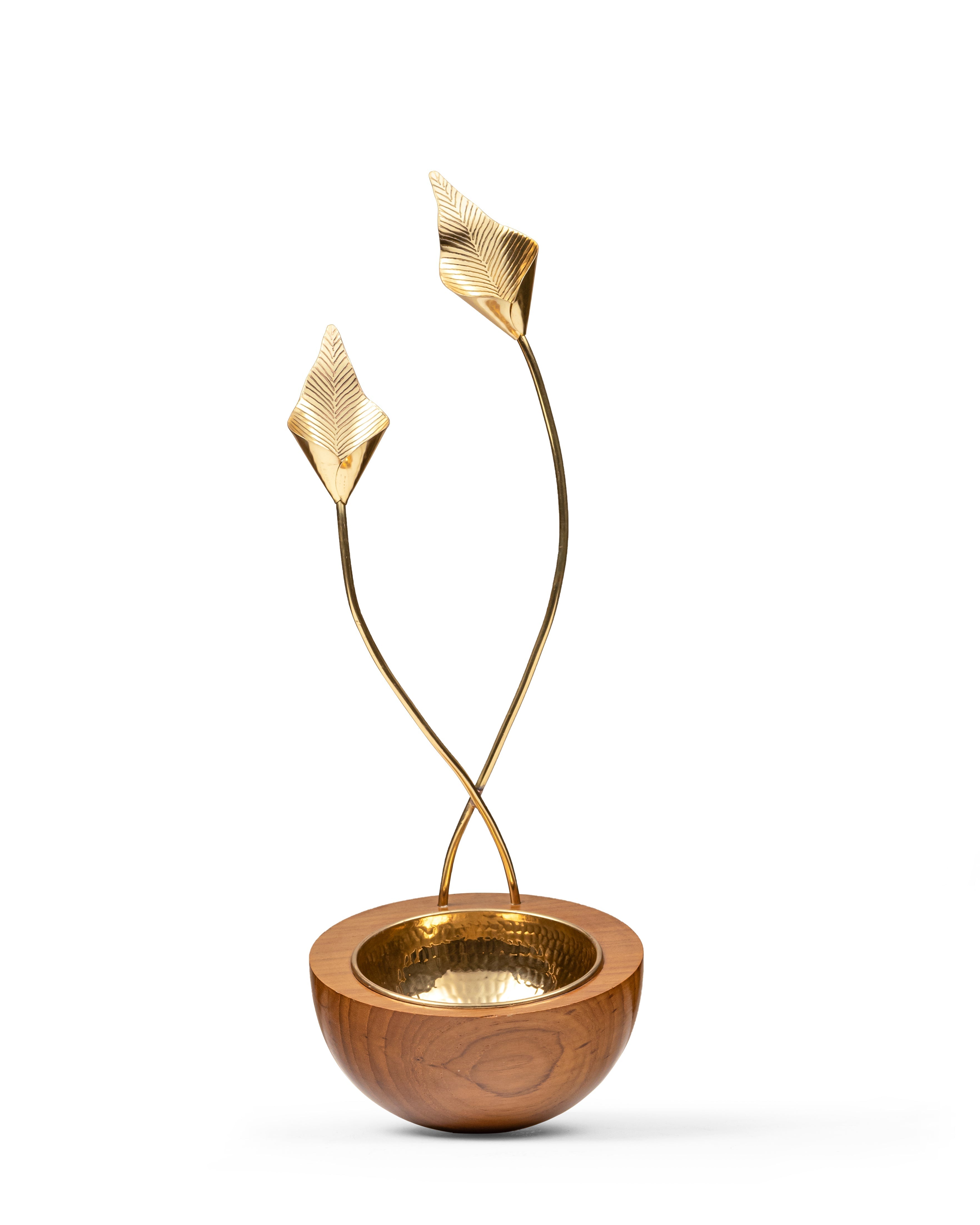 Calla Lily Bowl - Natural / Brass and wood - Decor