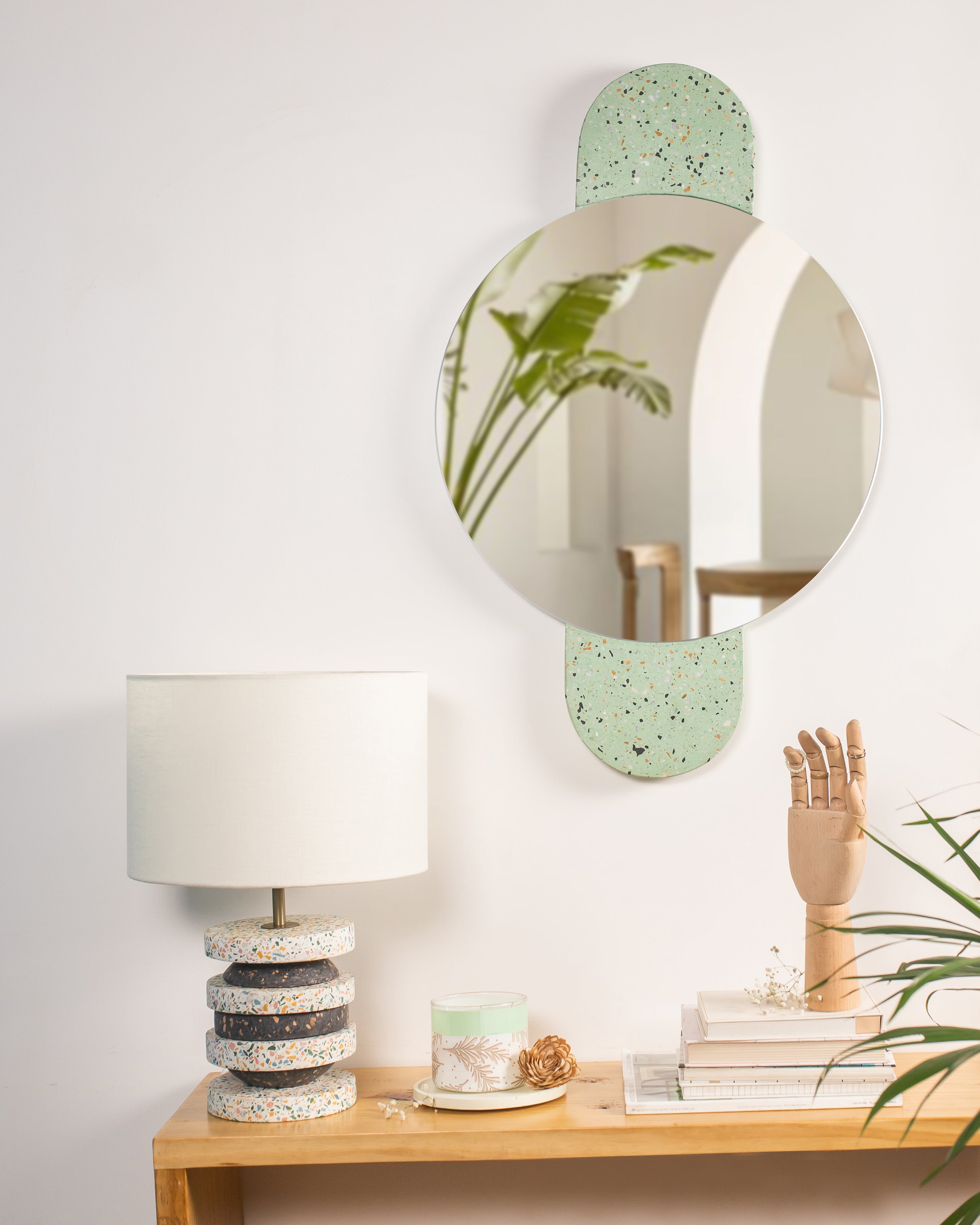 Candy Mirror - Terrazzo Marble Chips on Jade Green / L: 50.0cm x B: 80.0cm x H: 2.4cm / Terrazzo - Stone chips