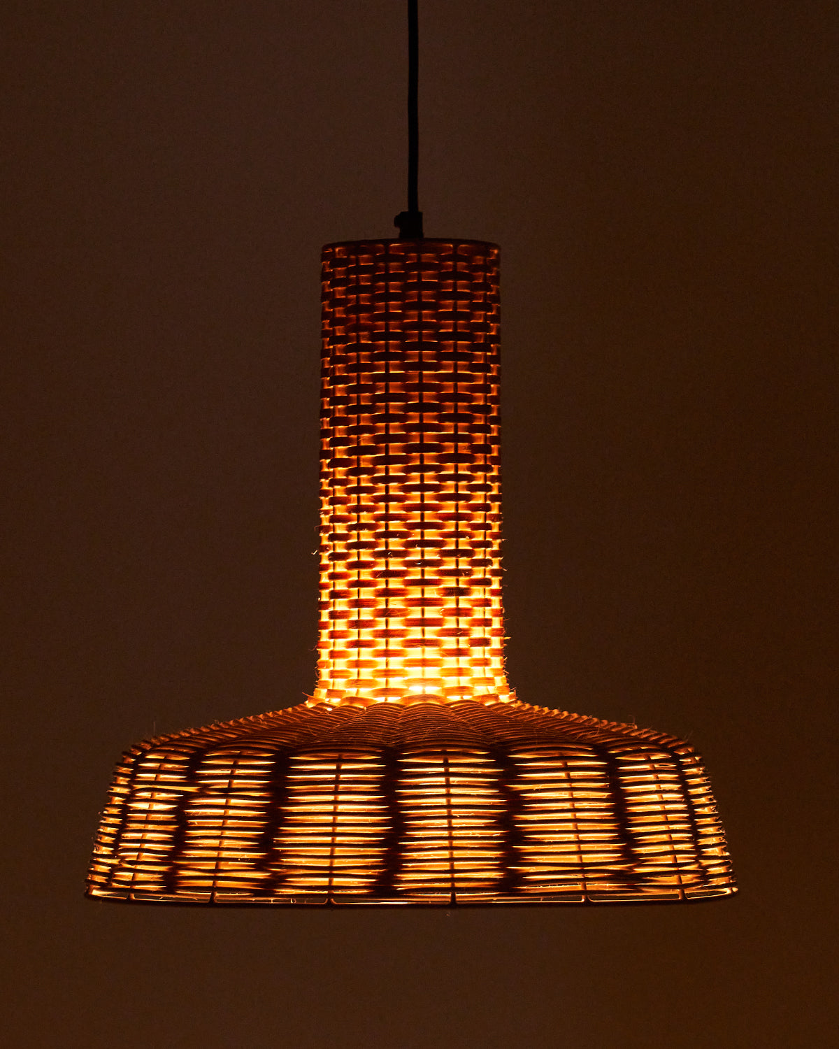 Canopy Cane Lamp - Natural Cane / Cane and Mild steel / 38L X 38W X 40H In Cms - Lighting