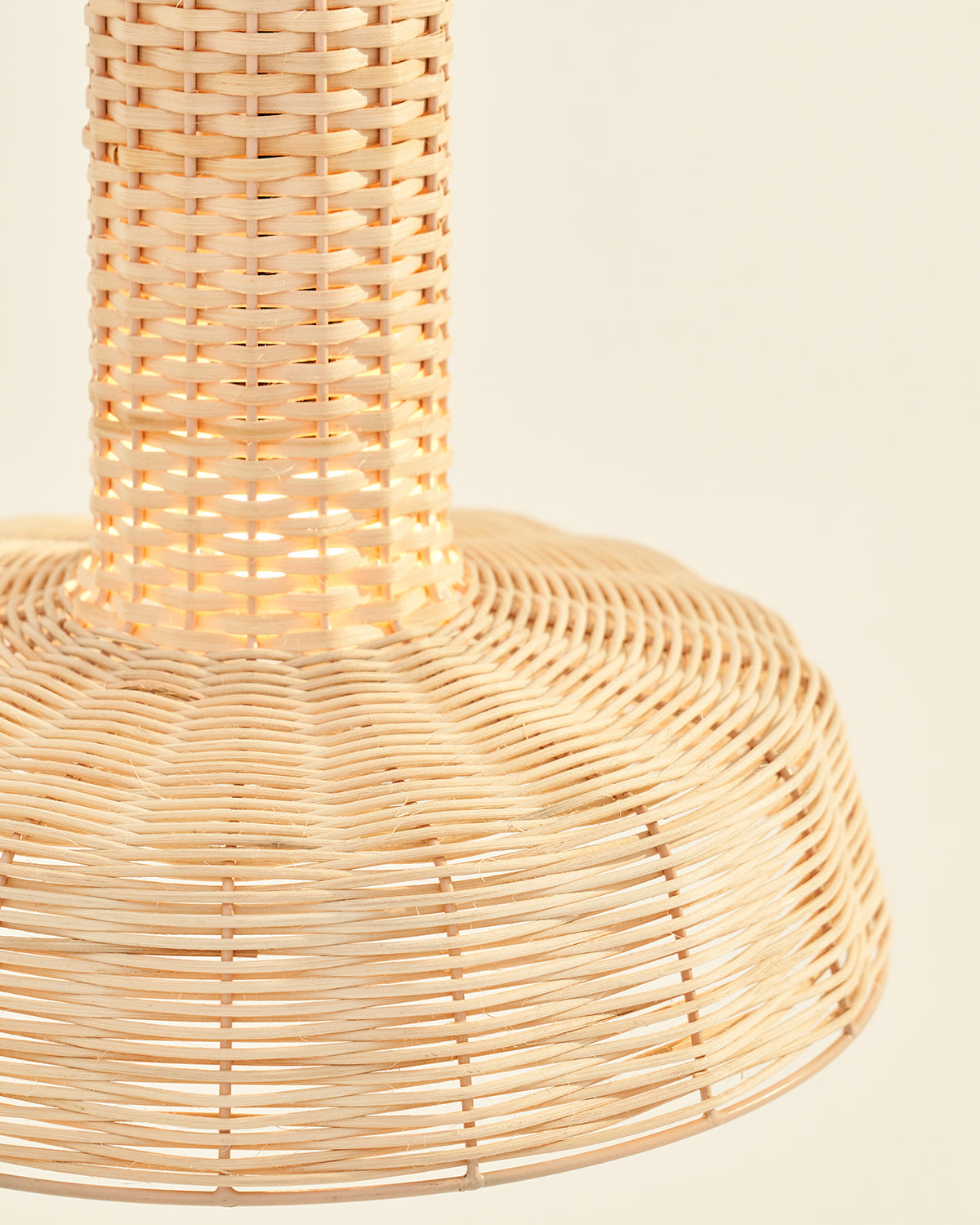 Canopy Cane Lamp - Natural Cane / Cane and Mild steel / 38L X 38W X 40H In Cms - Lighting
