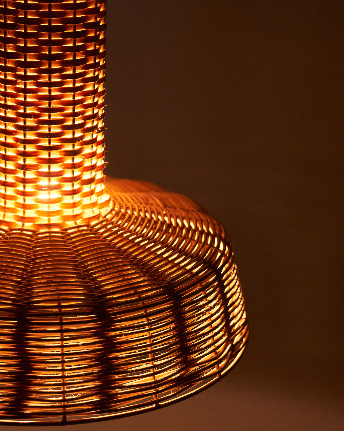 Canopy Cane Lamp - Natural Cane / Cane and Mild steel / 38L X 38W X 40H In Cms - Lighting