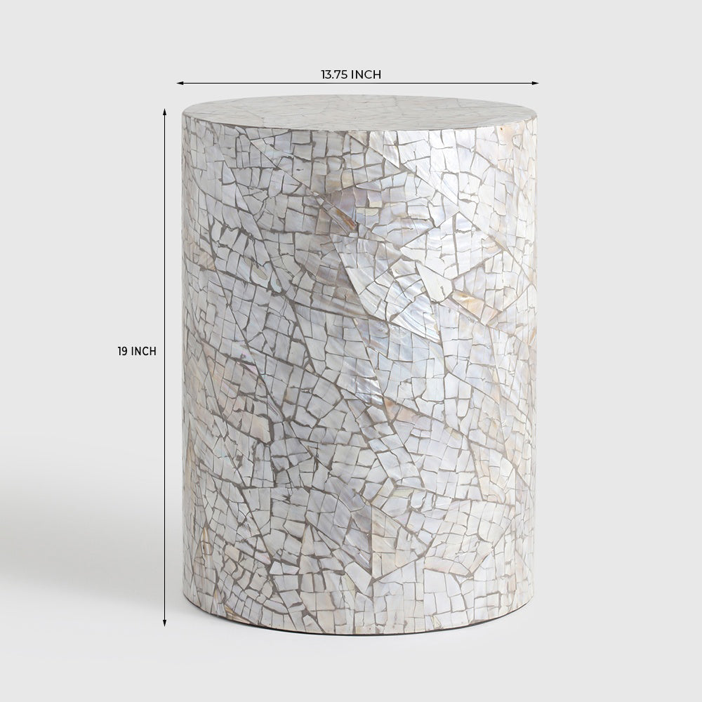 Capiz Shell Side Table - Capiz Shell / L:35 x B:35 x H:48 In cm - Indoor Furniture